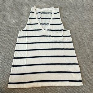 NWT Madewell Navy Blue and White Striped Tank Top Size Small